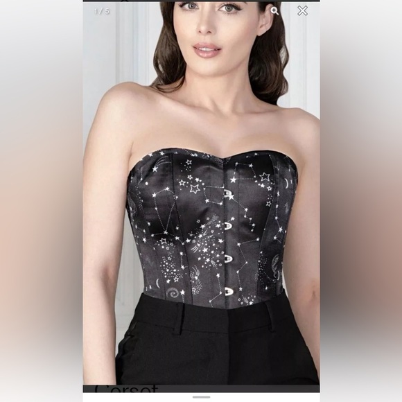 Corset Story Other - NWT Corset Story Goth Womens Uk 10 Sz 27-28  Black Astronomy Stars Overbust